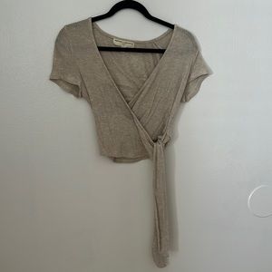 Beige cropped wrap top